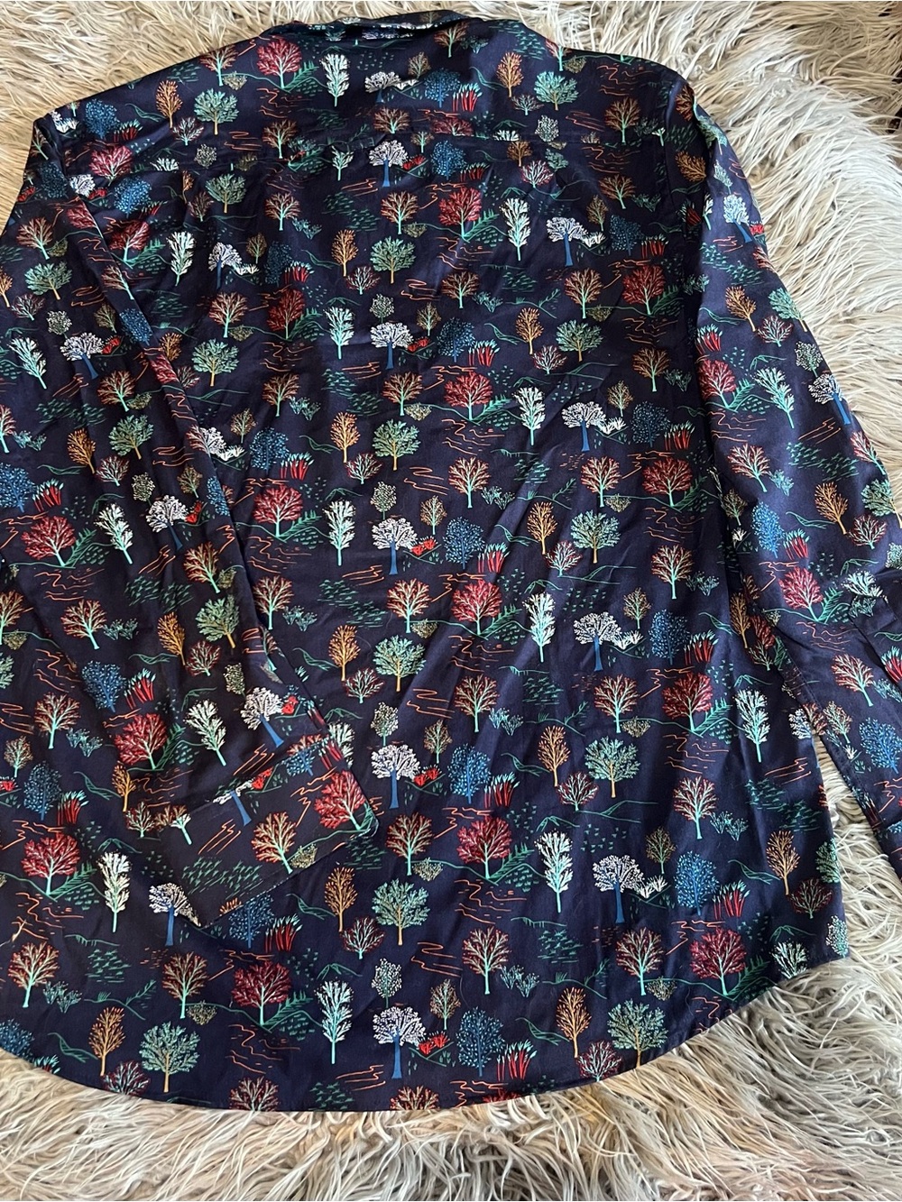 Club Room Navy Tree-Print Button Down Shirt